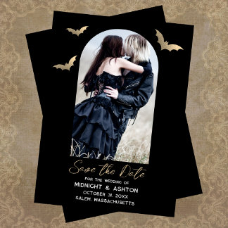 Bats Photo Halloween Wedding Save The Date