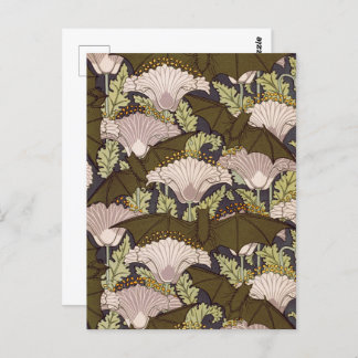 Bats & Poppies,Animal & Floral Design Art Nouveau Postcard