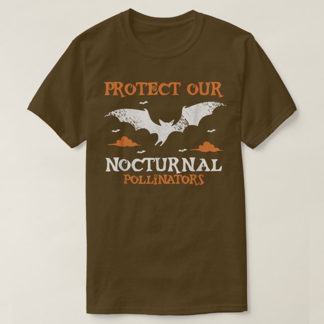 Bats Protect Our Nocturnal Pollinators Bat Hallowe T-Shirt (Design Front)