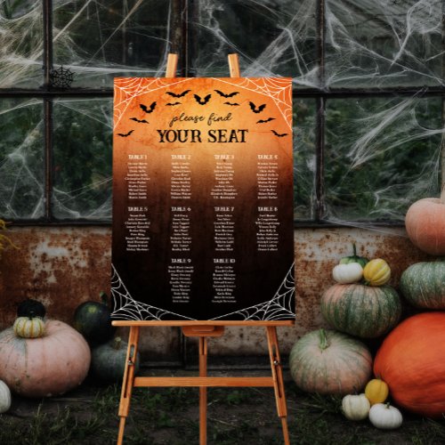 Bats Spiderweb Halloween Wedding Seating Chart Foam Board