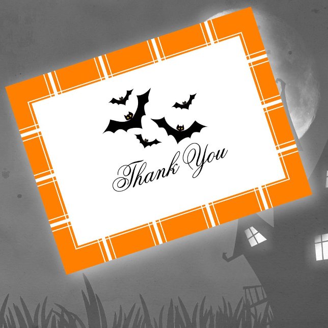 Bats Thank You Halloween White Postcard (Creator Uploaded)