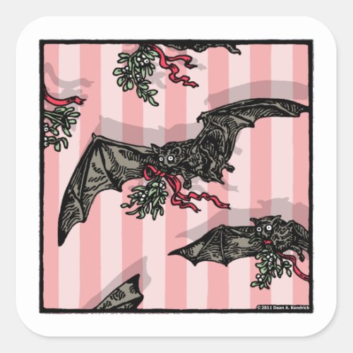 Bats with Mistletoe _ Pop Goth Holiday Square Sticker