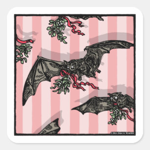 Bats with Mistletoe - Pop Goth Holiday Square Sticker