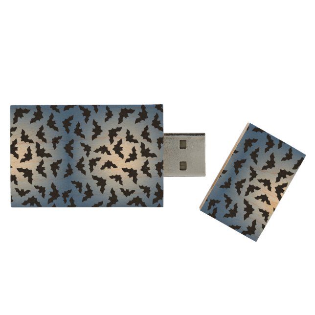 Bats Wood USB Flash Drive (Opened)