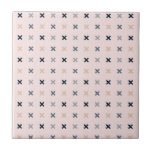 Batsu X Minimalist Pattern Ceramic Tile<br><div class="desc">This is a pattern with three different colors of "X"s or crosses. The background is a blush pink color. It's a modern and simple geometric pattern.</div>