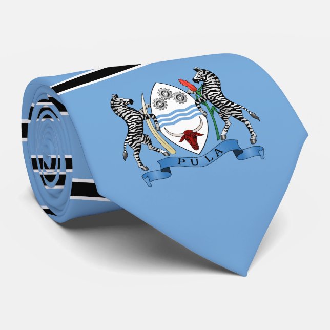 Batswana Flag & Coat of Arms, Flag of Botswana Neck Tie (Rolled)