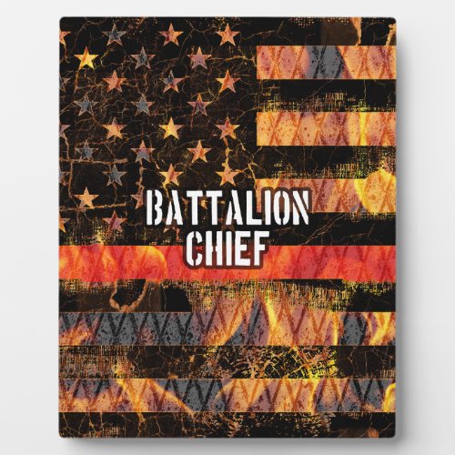 Battalion Chief Firefighter Flag Plaque