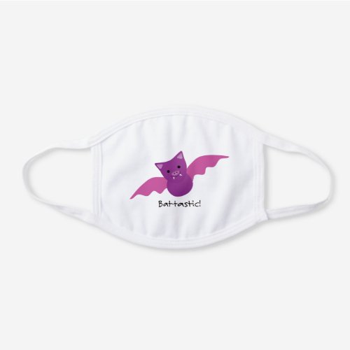 Battastic Cute Pink Bat White Cotton Face Mask