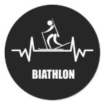 battement de coeur biathlon classic round sticker