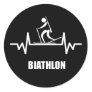 battement de coeur biathlon classic round sticker