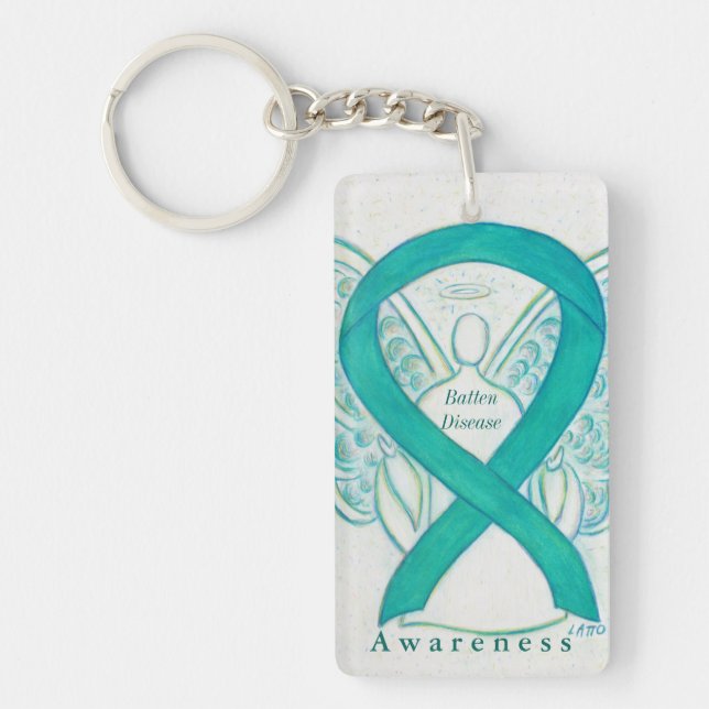 Batten Disease Angel Awareness Ribbon Keychain (Front)