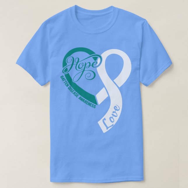 Batten Disease Awareness Hople Love Heart Ribbon H T-Shirt (Design Front)