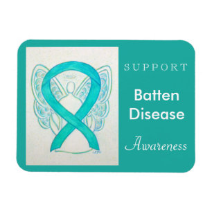 Batten Disease Awareness Ribbon Angel Magnet