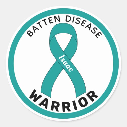 Batten Disease Warrior Ribbon White Round Sticker