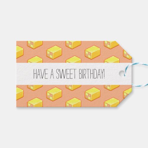 Battenberg Cake Sweet Birthday Pixel Art Pattern Gift Tags