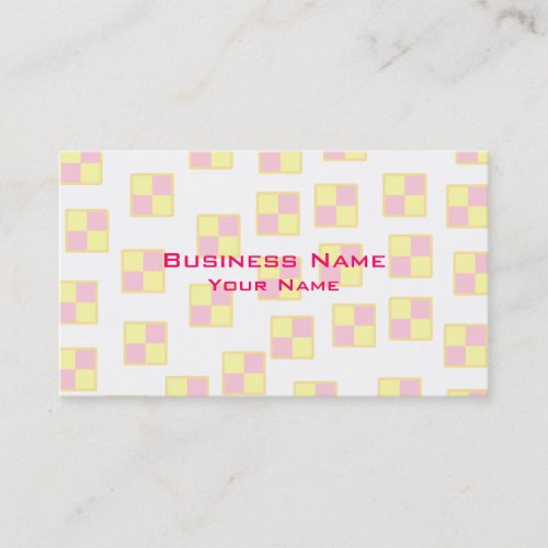 Battenburg Cake Pattern Pink and Yellow Business Card