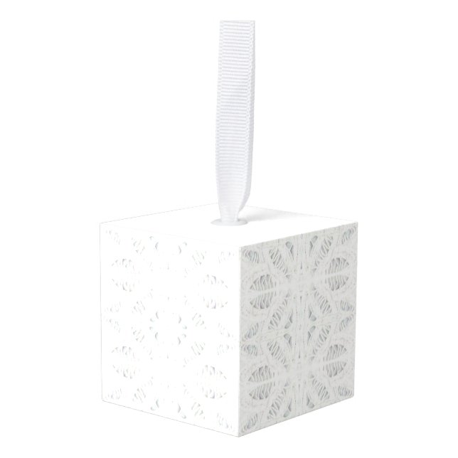 BATTENBURG LACE Wooden Cube Ornament (Front Angled)