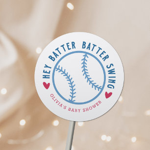 Batter Batter Swing Baseball Baby Shower Classic Round Sticker