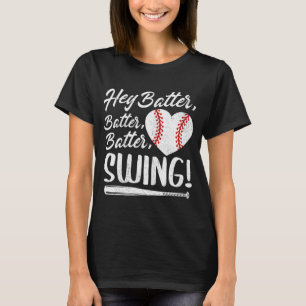 Batter Swing Baseball Heart Mom Cute Women's Mothe T-Shirt
