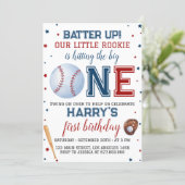 Batter Up Baseball 1st Birthday Invitation (Standing Front)