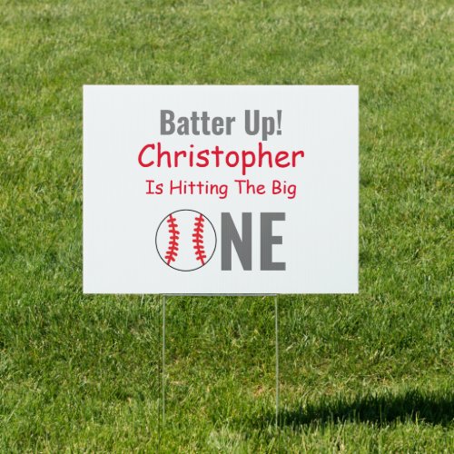 Batter Up Baseball 1st Birthday Sign