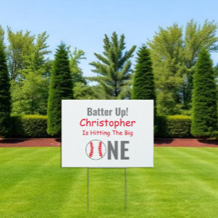 Batter Up! Baseball 1st Birthday Sign