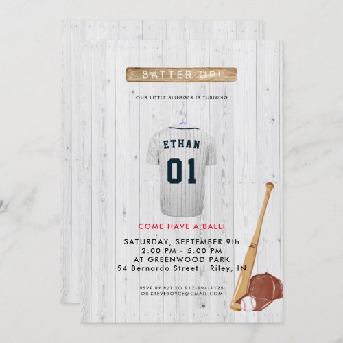 Batter Up Baseball Birthday Invitation