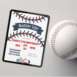 Batter Up baseball birthday Invitation