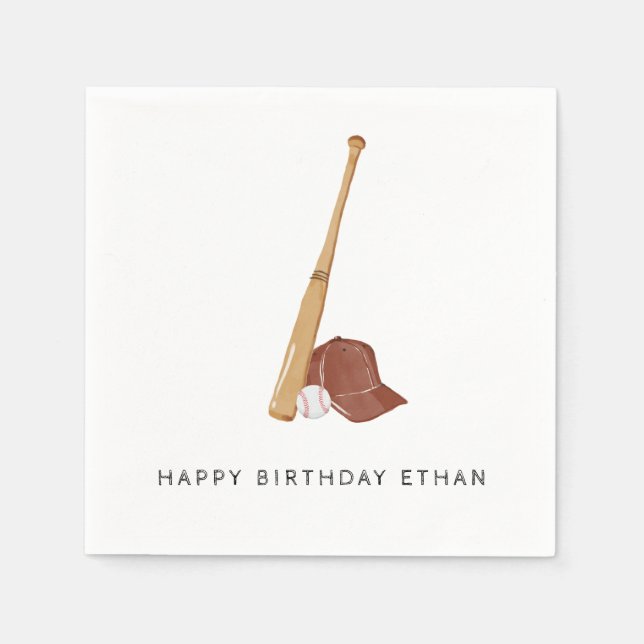 Batter Up Baseball Birthday  Napkins (Front)
