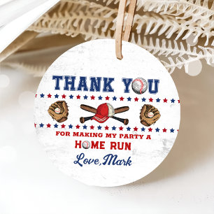 Batter Up Baseball Boy Birthday Thank You Favor Tags