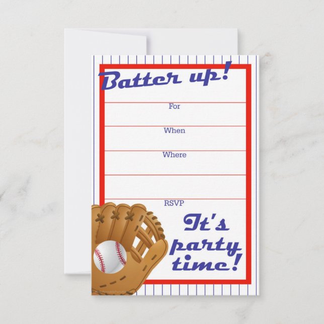 Batter Up Baseball Party Invite (Front)