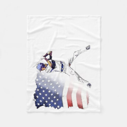 Batter Up _ Baseball Player and  US Flag Fleece Blanket