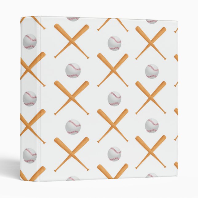 Batter Up Baseball Sports Pattern 3 Ring Binder (Front/Spine)