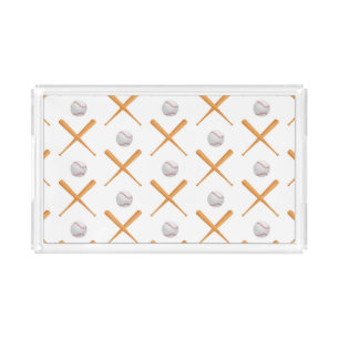 Batter Up Baseball Sports Pattern Acrylic Tray