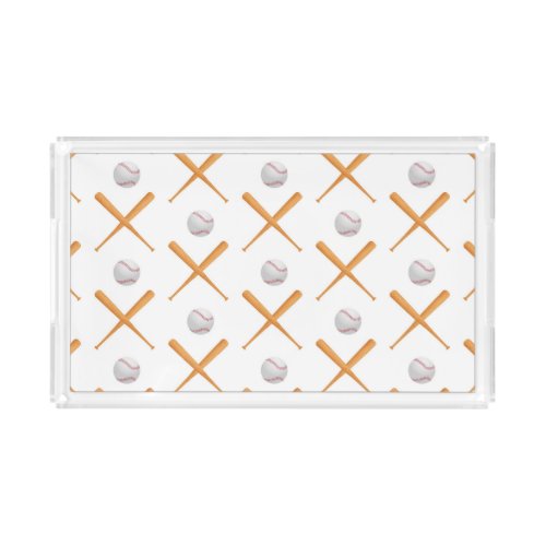 Batter Up Baseball Sports Pattern Acrylic Tray