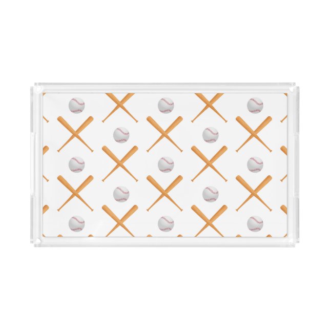 Batter Up Baseball Sports Pattern Acrylic Tray (Front)