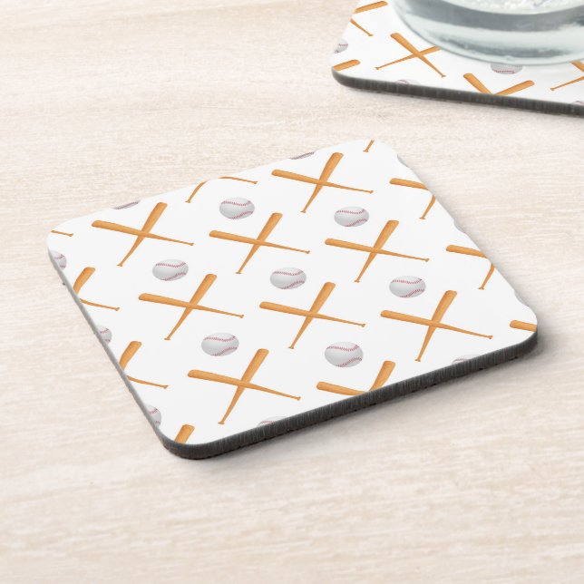 Batter Up Baseball Sports Pattern Beverage Coaster (Left Side)