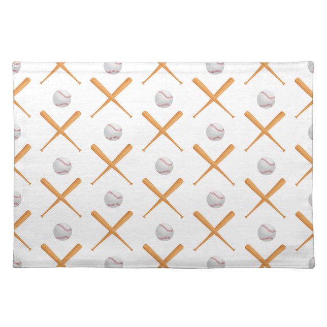 Batter Up Baseball Sports Pattern Cloth Placemat (Front)