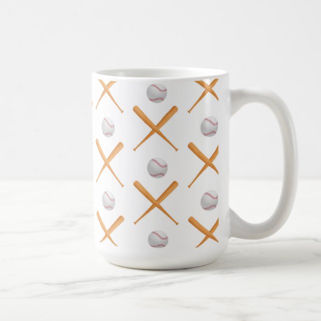 Batter Up Baseball Sports Pattern Coffee Mug (Right)