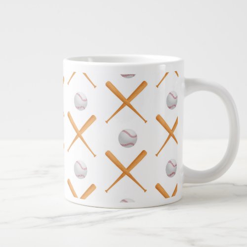 Batter Up Baseball Sports Pattern Giant Coffee Mug