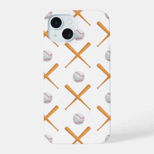 Batter Up Baseball Sports Pattern iPhone 15 Case