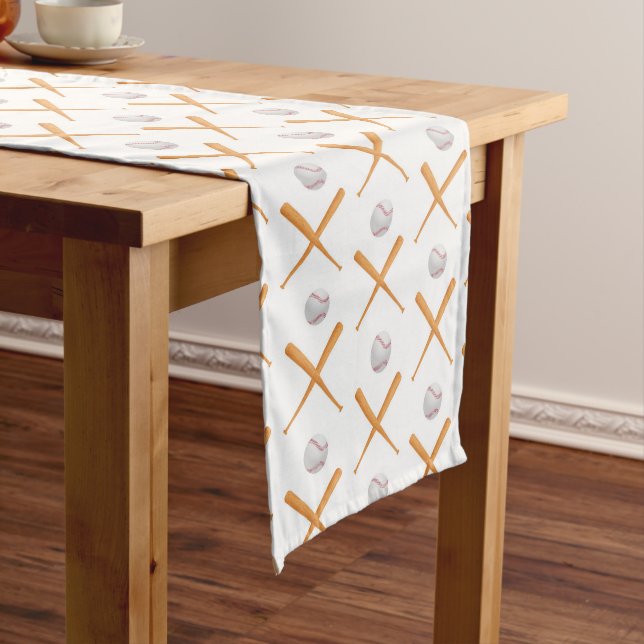 Batter Up Baseball Sports Pattern Medium Table Runner (In Situ)