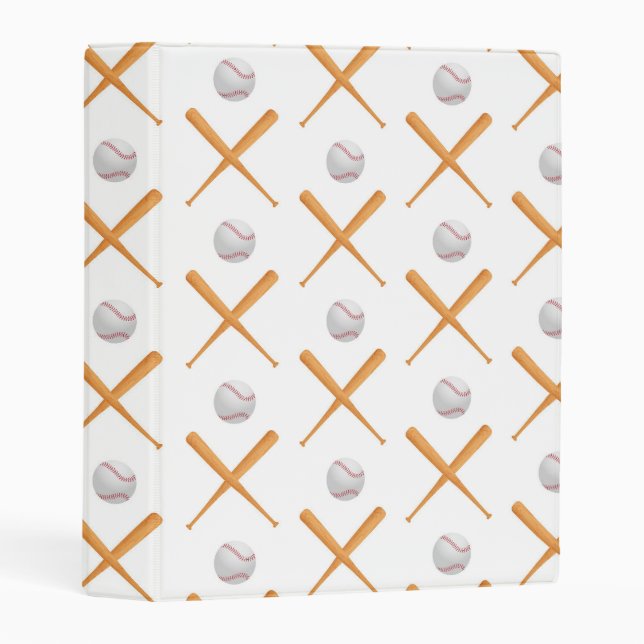 Batter Up Baseball Sports Pattern Mini Binder (Front/Spine)