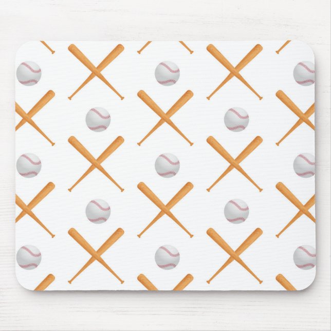 Batter Up Baseball Sports Pattern Mouse Pad (Front)