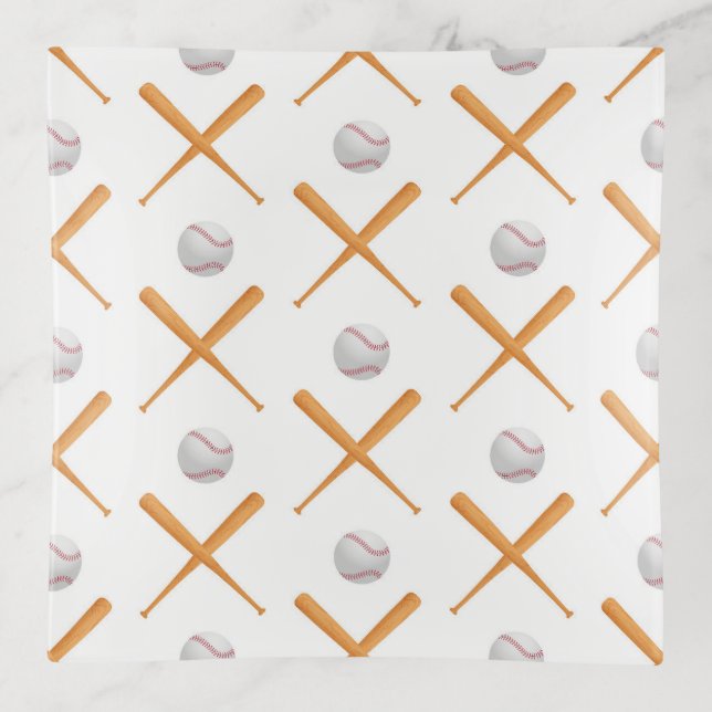 Batter Up Baseball Sports Pattern Trinket Tray (Front)