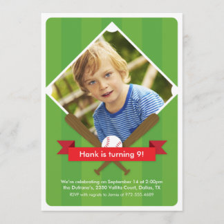 Batter Up Children's Party Invitation - Crimson