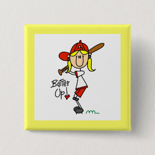 Batter Up Girls Baseball T-shirts and Gifts Pinback Button