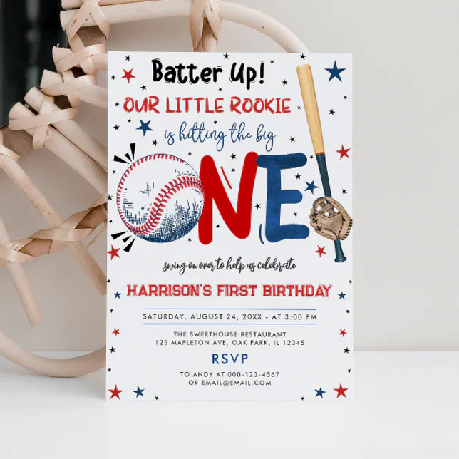 Laeacco Baseball 1. Geburtstag Runder Hintergrund 2 M – 'Batter Up Our Little Rookie' Für Baby-Party-Deko