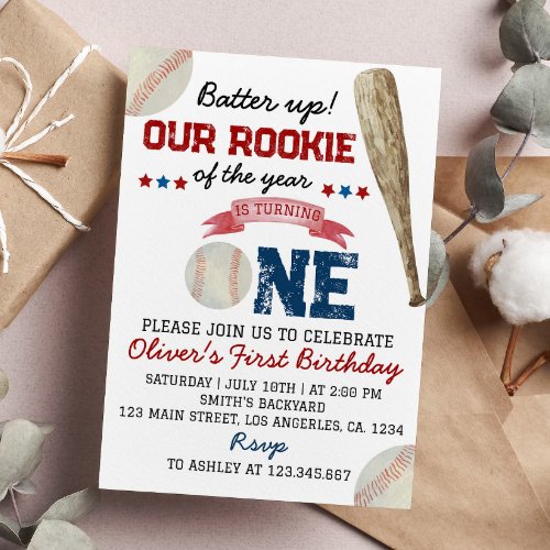 Batter Up Rookie Of The Year Baseball Invitation