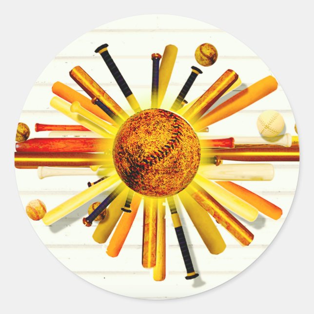 BATTER UP SUNDAY!  CLASSIC ROUND STICKER (Front)